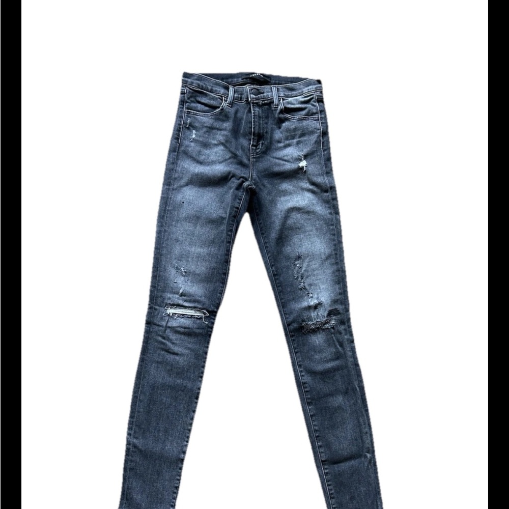 J Brand Women's Size 26 High Rise Skinny Jeans in Distressed Black